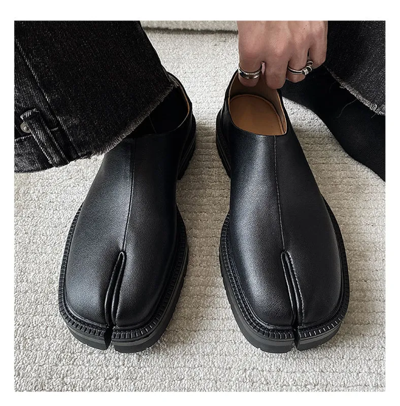 Nuevo dedo de herradura para mujeres para hombres, suela, suela, lefu, versión coreana tendencia zapatos de cuero casual